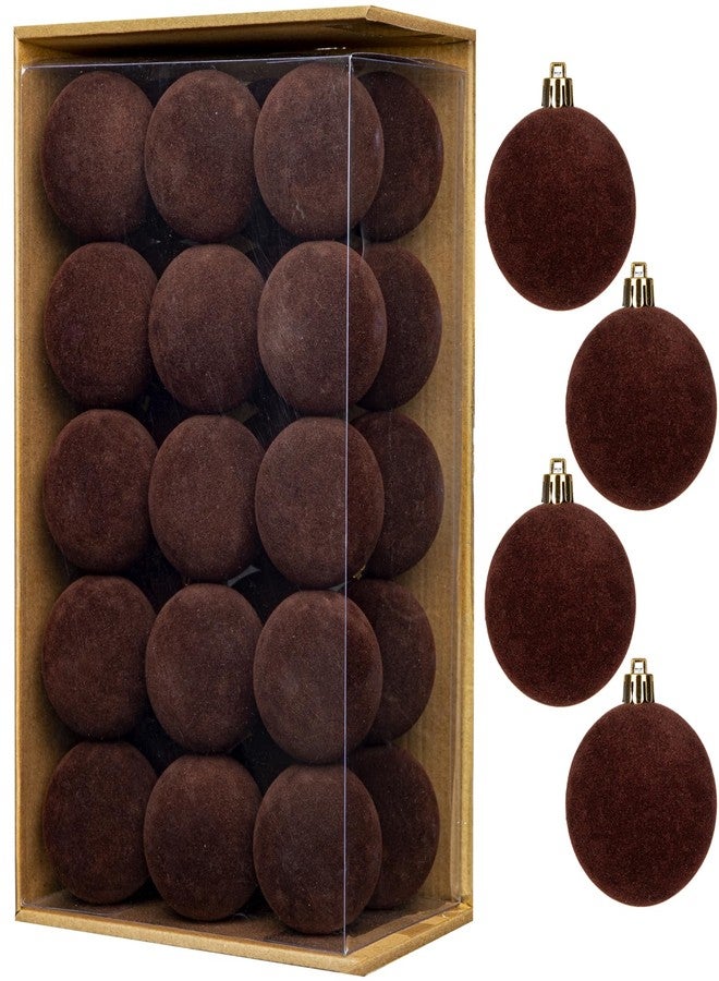 Arborus 30PCS Velvet Christmas Ball Ornaments Set, 2.36" Shatterproof Baubles for Christmas Tree Decorations, Hanging Baubles with Soft Velvet Finish for Thanksgiving Holiday Party Décor, Dark Brown - Image 1